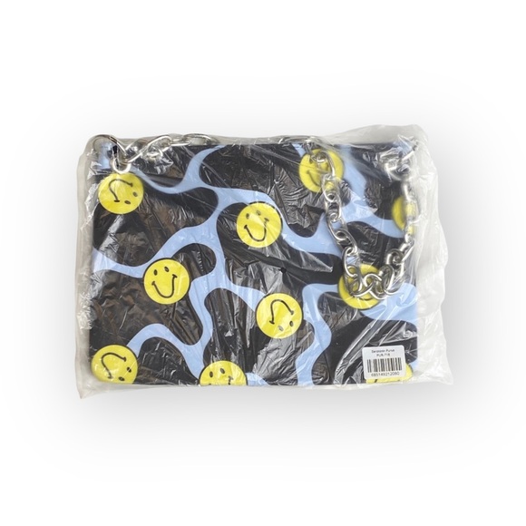 VHTF: Valfre ☻︎ Serotonin Smiley Face Purse ☻︎ Chain Strap ☻︎ Black Vegan Suede - Picture 11 of 16